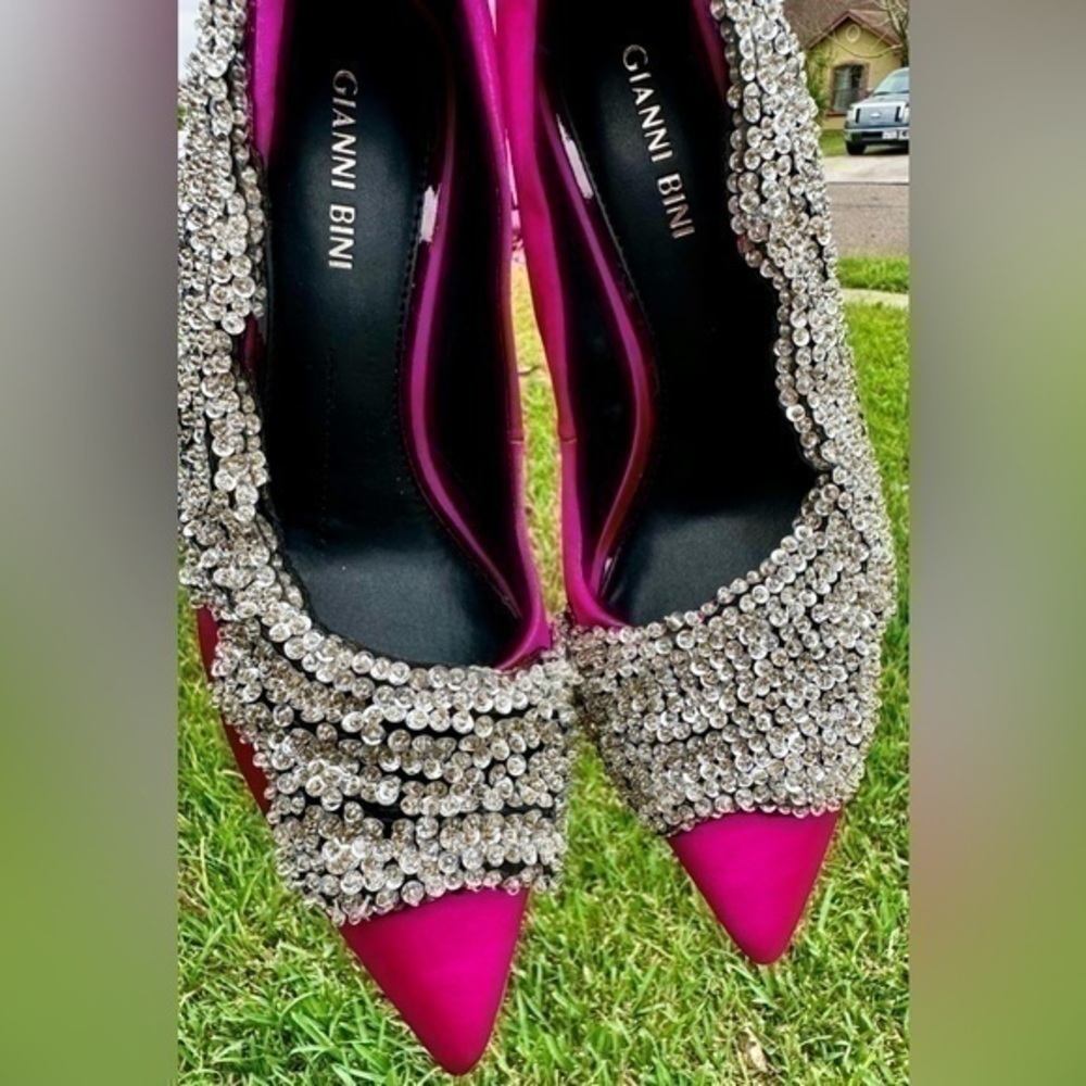 Gianni Bini Crystino Satin Sequin Pink Heel - Picture 6 of 16